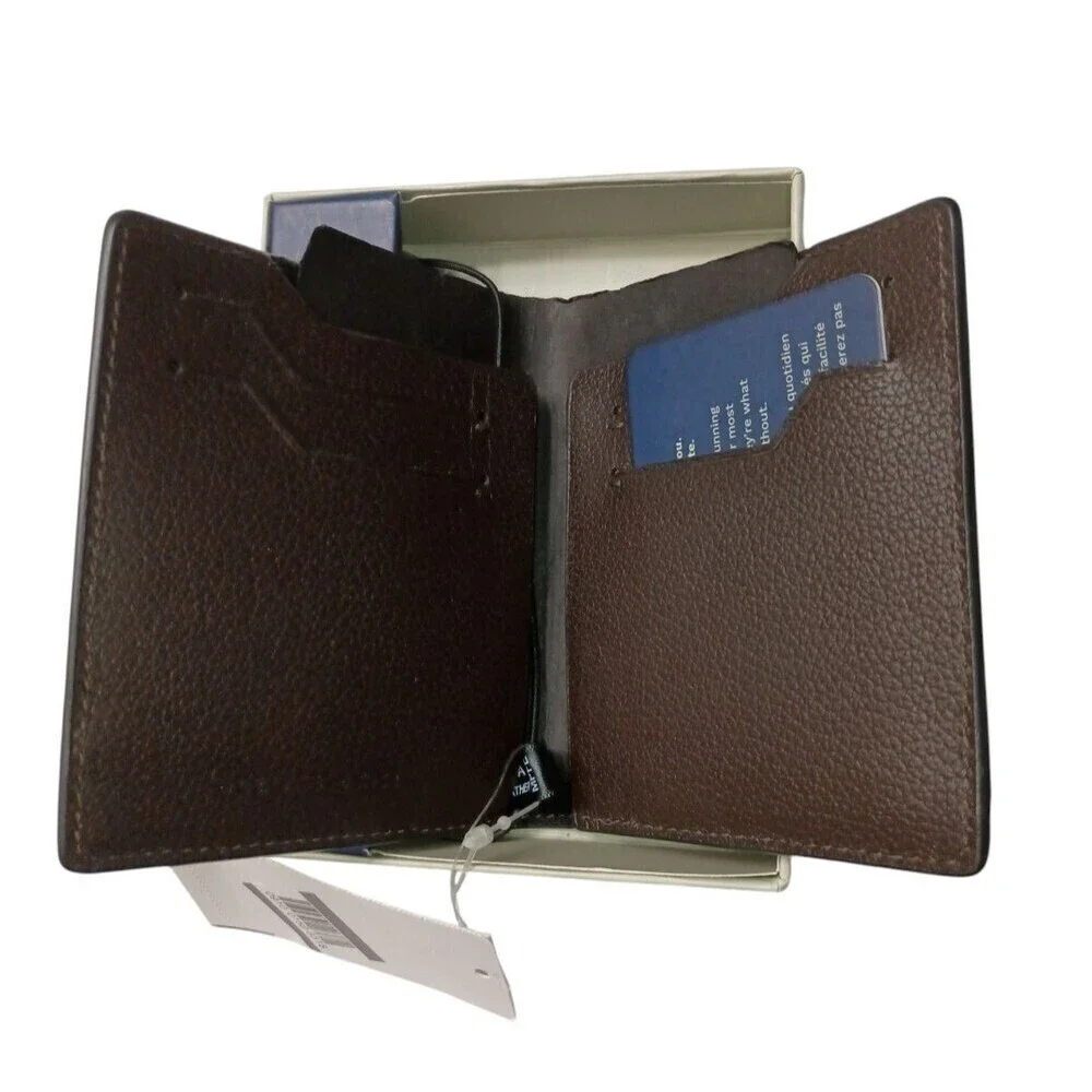 Cole Haan Leather Slim Billfold Wallet Brown Black Mens Classic Gift New in Box